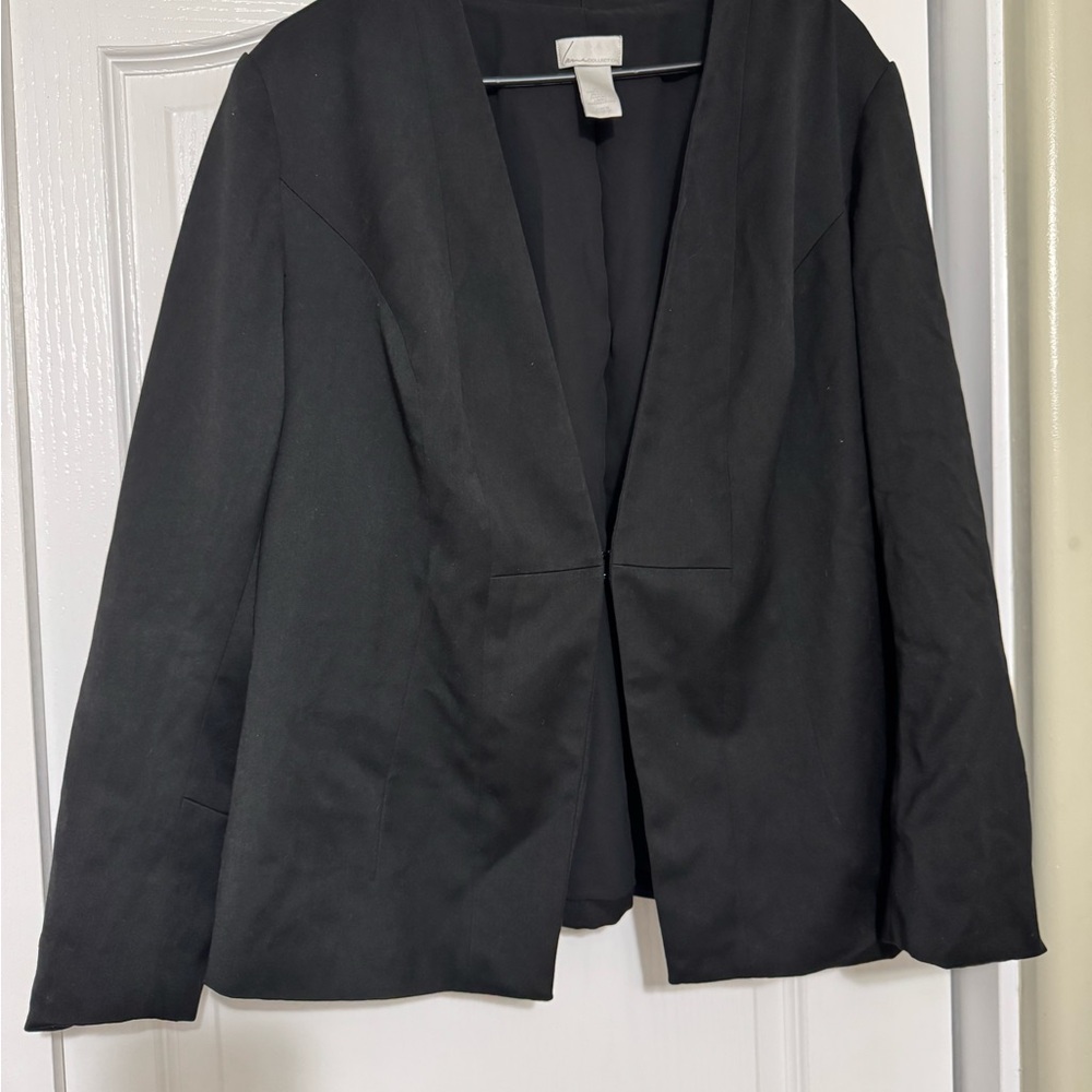 Lane Bryant Black Notched Lapel Blazer with Relaxed Fit